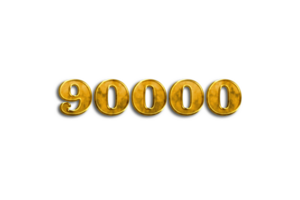 90000 subscribers celebration greeting Number with golden design png