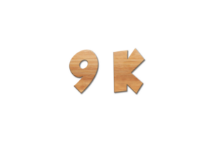 9 k subscribers celebration greeting Number with oak wood design png