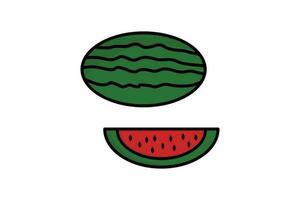 Watermelon icon. icon related to fruits. Lineal color icon style, flat line. Simple vector design editable