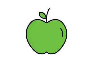 Apple icon illustration. icon related to fruits. Lineal color icon style, flat line. Simple vector design editable