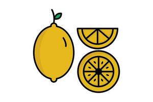 Lemons icon set. icon related to fruits. Lineal color icon style, flat line. Simple vector design editable