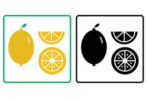 Lemons icon set. icon related to fruits. Solid icon style. Simple vector design editable