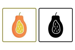 Papaya icon. Solid icon style. icon related to fruits. Simple vector design editable