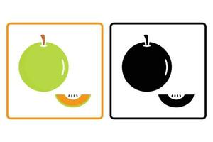 Melon icon. Solid icon style. icon related to fruits. Simple vector design editable