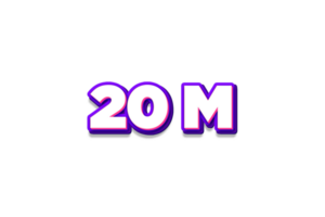 20 million subscribers celebration greeting Number with purple and pink design png