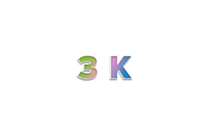 3 K iscritti celebrazione saluto numero con 3d estrudere design png