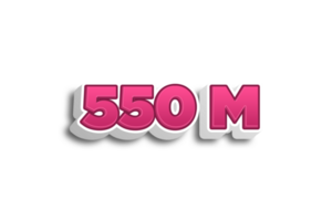 550 million subscribers celebration greeting Number with pink 3d design png