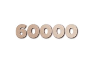 60000 subscribers celebration greeting Number with card board design png