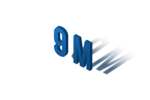 9 million subscribers celebration greeting Number with isomatric design png