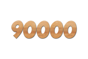 90000 subscribers celebration greeting Number with oak wood design png
