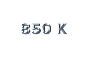 850 k subscribers celebration greeting Number with grey metal design png