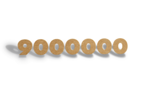 9000000 subscribers celebration greeting Number with hard card board design png