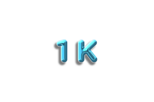 1 k subscribers celebration greeting Number with plastic design png