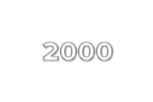 2000 subscribers celebration greeting Number with glass design png