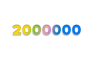 2000000 subscribers celebration greeting Number with 3d extrude design png