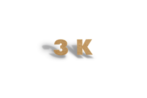 3 k subscribers celebration greeting Number with hard card cutted design png