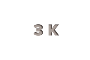 3 k subscribers celebration greeting Number with wooden engraved design png