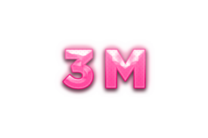 3 million subscribers celebration greeting Number with pink design png