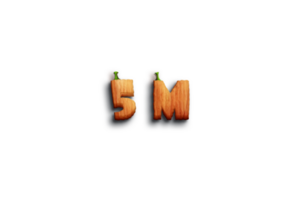 5 million subscribers celebration greeting Number with pumpkin design png