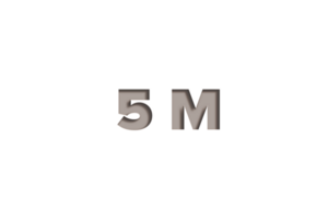 5 million subscribers celebration greeting Number with engraved design png