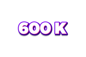 600 k suscriptores celebracion saludo número con púrpura y rosado diseño png