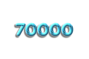 70000 subscribers celebration greeting Number with plastic design png