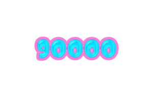 90000 subscribers celebration greeting Number with jelly design png