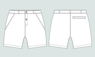 Boys Sweat Shorts vector fashion flat sketch template. Young Men Technical Drawing Fashion art Illustration.