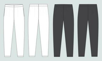 Sports jersey pants technical fashion flat sketch vector illustration template front and back view.