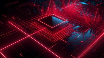 abstract geometric neon red background , photo