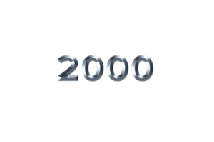 2000 subscribers celebration greeting Number with grey metal design png