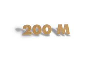 200 million subscribers celebration greeting Number with hard card cutted design png