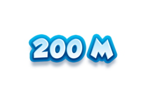 200 million subscribers celebration greeting Number with modren blue design png