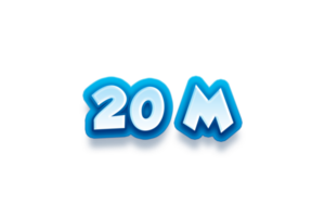 20 million subscribers celebration greeting Number with modren blue  design png