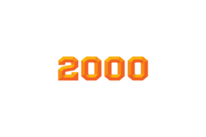 2000 suscriptores celebracion saludo número con en relieve diseño png