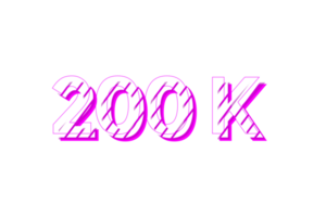200 k subscribers celebration greeting Number with stripe design png