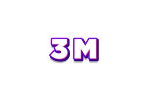 3 million subscribers celebration greeting Number with purple and pink design png