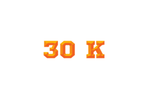 30 k subscribers celebration greeting Number with embossed design png