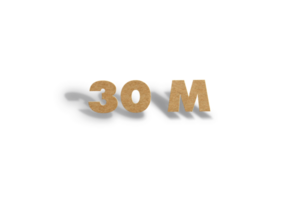 30 million subscribers celebration greeting Number with hard card cutted design png