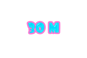 30 million subscribers celebration greeting Number with jelly design png