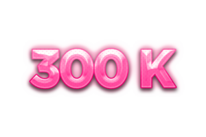 300 k subscribers celebration greeting Number with pink design png