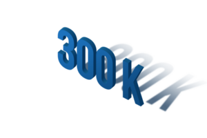 300 k subscribers celebration greeting Number with isomatric design png