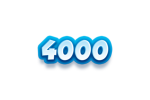 4000 subscribers celebration greeting Number with modren blue design png