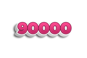 90000 subscribers celebration greeting Number with pink 3d design png