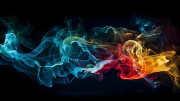 colourful smoke abstract on black background , photo