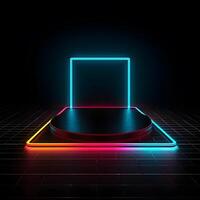 display product futuristic with neon effect , photo