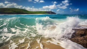 playa con mar olas ,generativo ai foto
