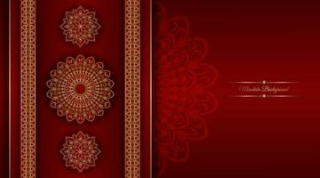 red luxury background, with gold mandala ornament vector