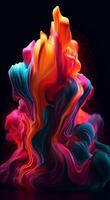 colorful fluid paint explosion wallpaper. isolated on black background. photo