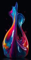 colorful fluid paint explosion wallpaper. isolated on black background. photo